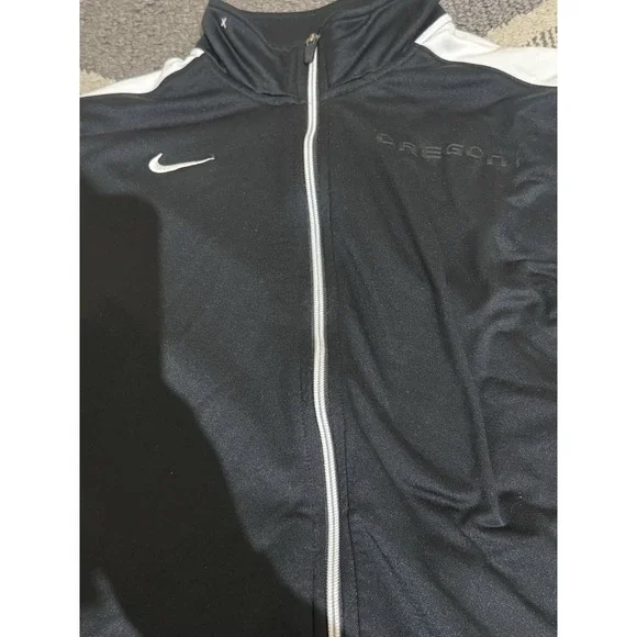 VTG Nike Oregon Ducks Jacket Mens L Black Full Zip Lightweight Tostitos Bowl - Picture 1 of 10